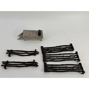 Vintage Marx Bar M Ranch Brown Split Rail Fence‎ Horse Corral Lot